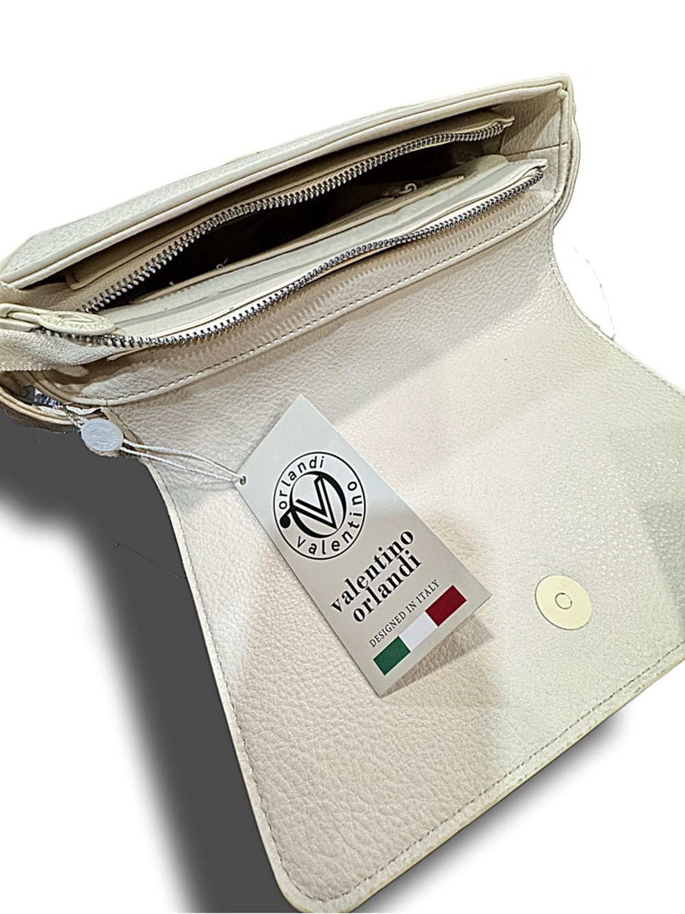 Valentino White Logo Leather Shoulder Bag - Picture 8 of 8